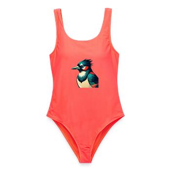 Blue Jay Cartoon Character Colorful Pet Animal - Women's Swimsuit - coral - Front - AI Model Female 172 light (172cm)
