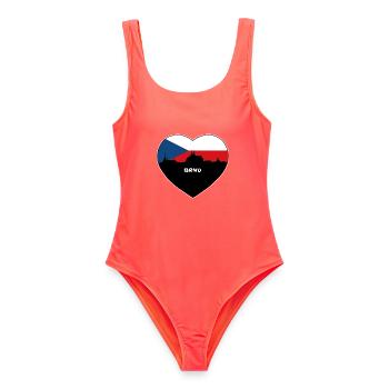 Brünn Tschechien Flagge Skyline Reise Souvenir - Frauen Badeanzug - Korallenrot - Vorne - AI Model Female 172 light (172cm)