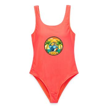 Papagei Lustige Cartoon Sommer Strand Sonnenbrille Cool - Frauen Badeanzug - Korallenrot - Vorne - AI Model Female 172 light (172cm)