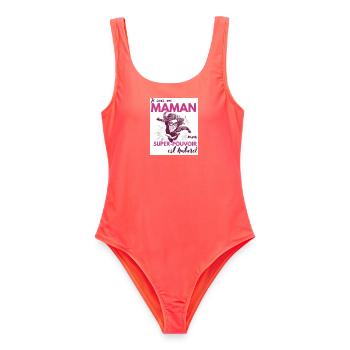 Maman Super-Héroïne : Votre Pouvoir Naturel - Maillot de bain femme - corail - Devant - AI Model Female 172 light (172cm)