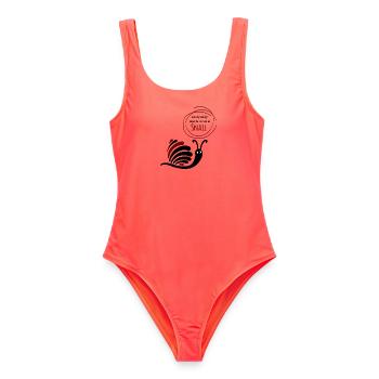 Schnecke - Frauen Badeanzug - Korallenrot - Vorne - AI Model Female 172 light (172cm)
