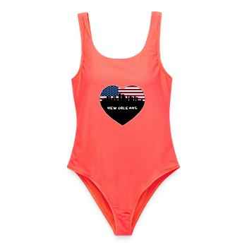 New Orleans Louisiana USA Flagge Skyline Reisen Souv - Frauen Badeanzug - Korallenrot - Vorne - AI Model Female 172 light (172cm)