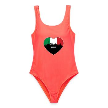 Rom Italien Flagge Skyline Reise Souvenir - Frauen Badeanzug - Korallenrot - Vorne - AI Model Female 172 light (172cm)