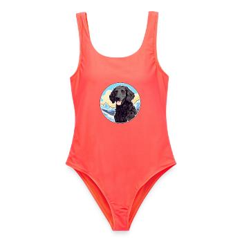 Lockige beschichtete Retriever-Hunderasse Karikatur Kawaii Wa - Frauen Badeanzug - Korallenrot - Vorne - AI Model Female 172 light (172cm)