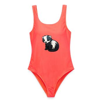 Stinktier niedliche Karikatur Kawaii Aquarell Tier Haustier - Frauen Badeanzug - Korallenrot - Vorne - AI Model Female 172 light (172cm)