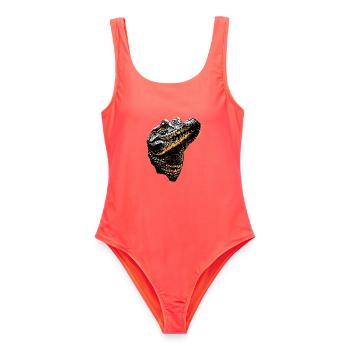 Krokodil Alligator Reptilien Kroko Liebe Krokodile - Frauen Badeanzug - Korallenrot - Vorne - AI Model Female 172 light (172cm)