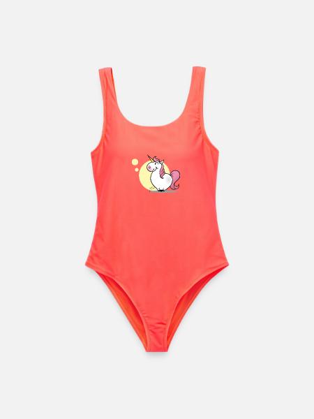 Einhorn - Frauen Badeanzug - Korallenrot