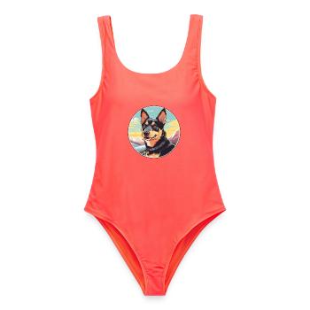 Lancashire Heeler Hunderasse Cartoon Kawaii Waterco - Frauen Badeanzug - Korallenrot - Vorne - AI Model Female 172 light (172cm)