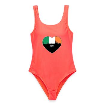 Cork Irland Flagge Skyline Reise Souvenir - Frauen Badeanzug - Korallenrot - Vorne - AI Model Female 172 light (172cm)