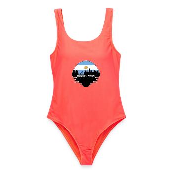 Buenos Aires Argentinien Flagge Skyline Silhouette Tra - Frauen Badeanzug - Korallenrot - Vorne - AI Model Female 172 light (172cm)