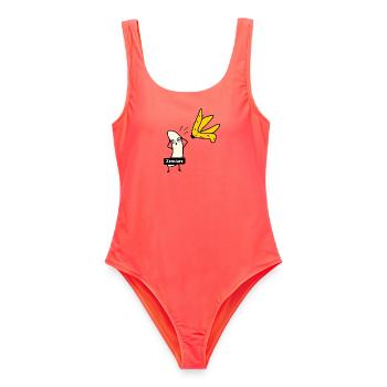 Banane zieht sich aus - Frauen Badeanzug - Korallenrot - Vorne - AI Model Female 172 light (172cm)