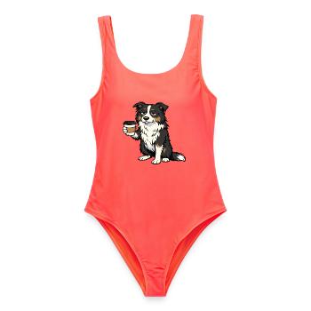 Australian Shepherd Aussie Aussiebesitzer Aussies - Frauen Badeanzug - Korallenrot - Vorne - AI Model Female 172 light (172cm)