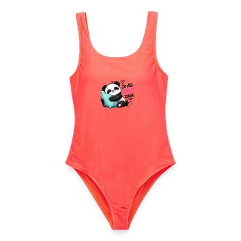 Zu viel Input Digga Panda - Frauen Badeanzug - Korallenrot - Vorne - AI Model Female 172 light (172cm)