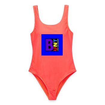Bunt steht uns besser! - Frauen Badeanzug - Korallenrot - Vorne - AI Model Female 172 light (172cm)