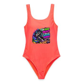 Ich rage nicht – Gaming Skelett Meme - Frauen Badeanzug - Korallenrot - Vorne - AI Model Female 172 light (172cm)