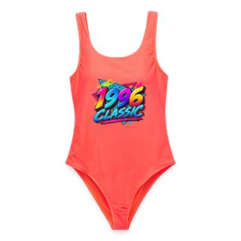 1996 Classic Retro Neon - Frauen Badeanzug - Korallenrot - Vorne - AI Model Female 172 light (172cm)