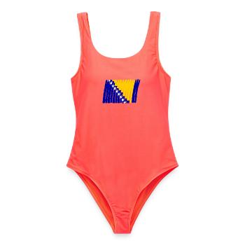 Bosnien Flag Flagge painted gemalt Star Sterne - Frauen Badeanzug - Korallenrot - Vorne - AI Model Female 172 light (172cm)