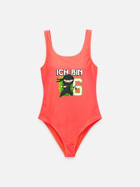 6. Geburtstag Ninja Junge 6 Jahre alt Ninjas - Frauen Badeanzug - Korallenrot