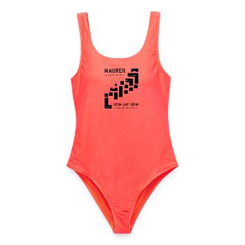 Maurer Hochbau Steinmetz - Frauen Badeanzug - Korallenrot - Vorne - AI Model Female 172 light (172cm)