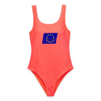 EU Flag Flagge Europa Euro Union painted gemalt - Frauen Badeanzug - Korallenrot - Vorne - AI Model Female 172 light (172cm)