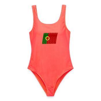 Portugal Lissabon Flag Flagge painted gemalt - Frauen Badeanzug - Korallenrot - Vorne - AI Model Female 172 light (172cm)