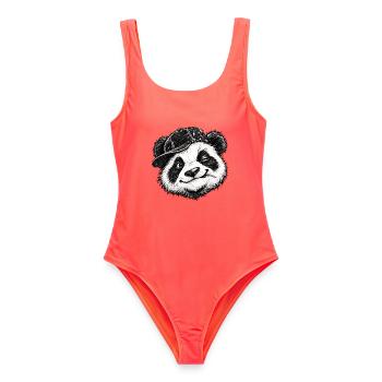 Frecher zwinkernder Panda Flachmütze Niedliche Tierkunst - Frauen Badeanzug - Korallenrot - Vorne - AI Model Female 172 light (172cm)