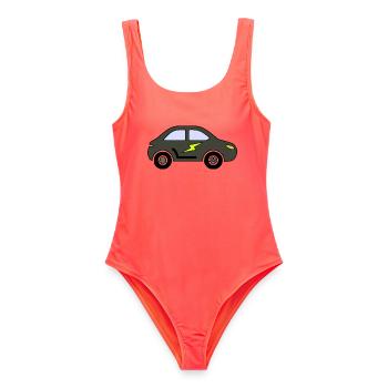 Blitzauto Silhouette - Frauen Badeanzug - Korallenrot - Vorne - AI Model Female 172 light (172cm)