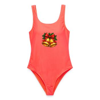Weihnachtsglocken mit Schleife - Frauen Badeanzug - Korallenrot - Vorne - AI Model Female 172 light (172cm)