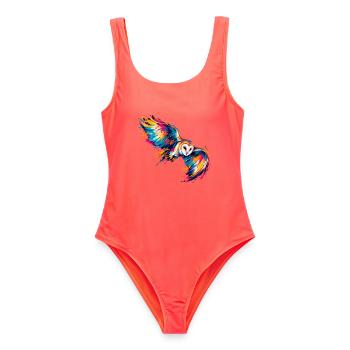 Chromatische Schleiereule - Frauen Badeanzug - Korallenrot - Vorne - AI Model Female 172 light (172cm)