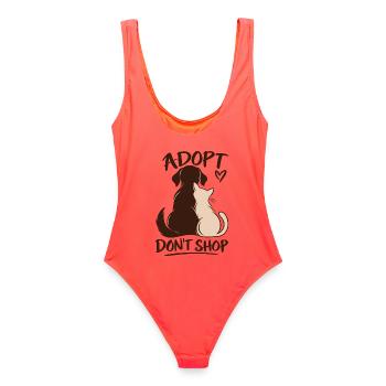 Adopt Don’t Shop Dog & Cat - Frauen Badeanzug - Korallenrot - Hinten - AI Model Female 172 light (172cm)