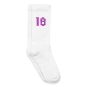 18. 18 JAHRE ALT. 18-JÄHRIGES JUBILÄUM. GEBURTSTAG 18 JAHRE. - Kinder Tennissocken - Weiß - Rechts