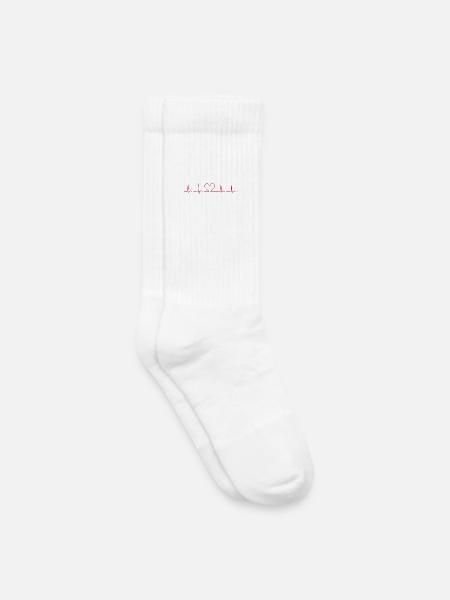 Herzschlag-EKG-Linie Medizinischer Pulswellen-Ikon-Vektor - Kinder Tennissocken - Weiß
