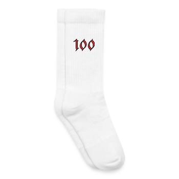 100. 100 YEARS. 100th ANNIVERSARY. BIRTHDAY 100 - Kids Tennis Socks - white - Right