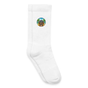 Black And Tan Coonhound Dog Breed Cartoon Beach - Kids Tennis Socks - white - Right