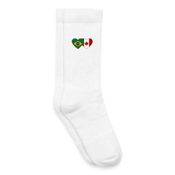 Brazil Canada Heart Flag - Kids Tennis Socks - white - Right