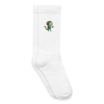 Eidechse Lustige Zeichentrickfigur Kopfhörer Musik - Kinder Tennissocken - Weiß - Rechts