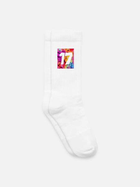 NR. 17 NUMMER 17 BUNT 17. GEBURTSTAG - Kinder Tennissocken - Weiß