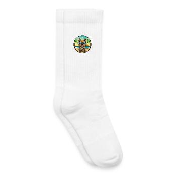 Black Tan Dog Breed Cartoon Sunglasses Beach - Kids Tennis Socks - white - Right
