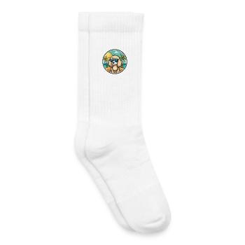 Pudel Hund Rasse Cartoon Sonnenbrille Strand - Kinder Tennissocken - Weiß - Rechts