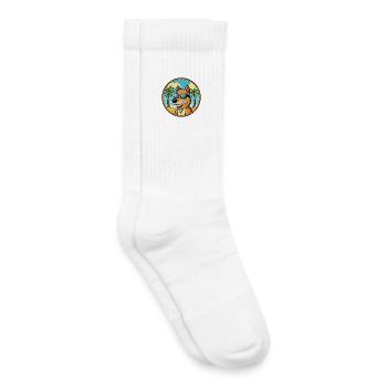 Frisian Pointing Dog Breed Cartoon Sunglass Beach - Kids Tennis Socks - white - Right