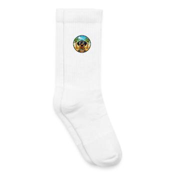 Black And Tan Coonhound Dog Breed Cartoon Beach - Kids Tennis Socks - white - Right