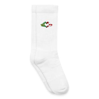 Brazil Canada Flag Hands Heart Shape Used - Kids Tennis Socks - white - Right