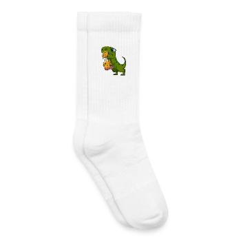 Dino Dinosaur Pizza Fast Food Eating Gift - Kids Tennis Socks - white - Right