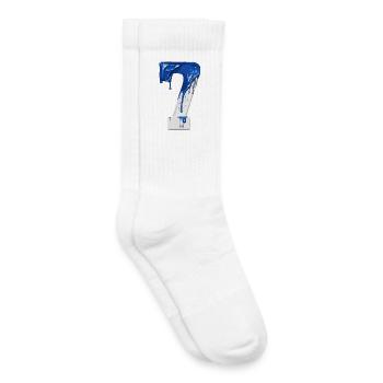 NO. 7 NUMBER 7 BLUE WHITE 7TH BIRTHDAY - Kids Tennis Socks - white - Right