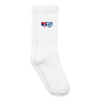 Serbia Greece Flag Heart - Kids Tennis Socks - white - Right
