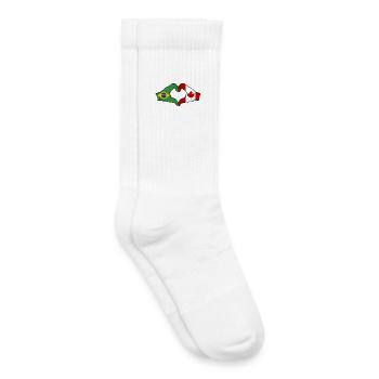 Brazil Canada Flag Hands Heart Shape - Kids Tennis Socks - white - Right