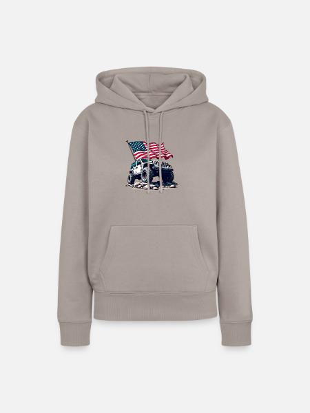 Amerikanischer Offroad-Motor - Frauen Premium Bio Hoodie - Taupe