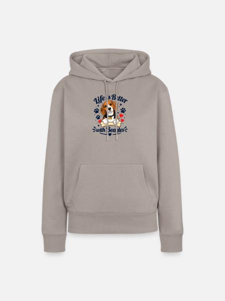 Mit Beagles ist das Leben besser – für leichte Kleidung - Frauen Premium Bio Hoodie - Taupe
