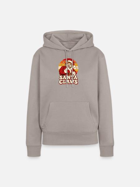 Santa Claws Katze Weihnachten - Frauen Premium Bio Hoodie - Taupe