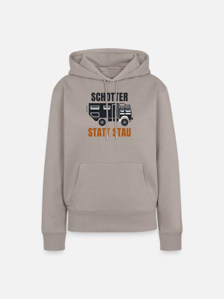 Schotter statt Stau – Offroad Spruch - Frauen Premium Bio Hoodie - Taupe